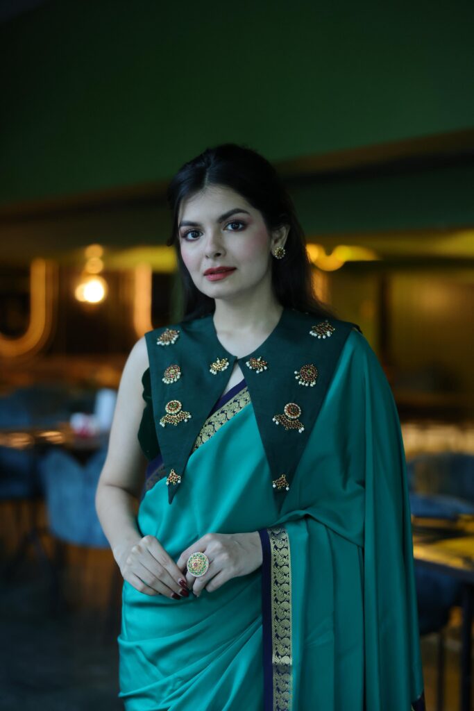 Mayoora Chitrajaal - Teal & navy